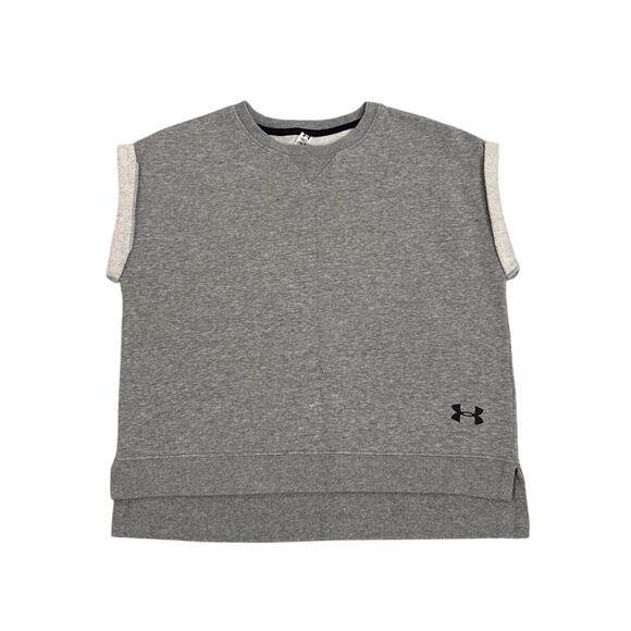 Under Armour Gray Crop Sleeveless Sweatshirt Size Youth Girl's Medium (10/12) - Picture 1 of 5